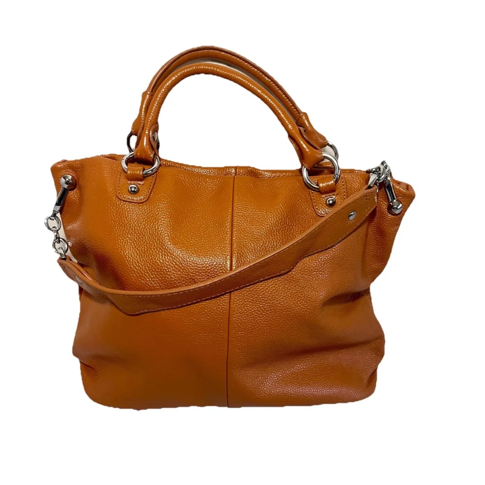 HESHE Brown Pebbled Leather Hobo Satchel Purse Tote Handbag Shoulder Bag